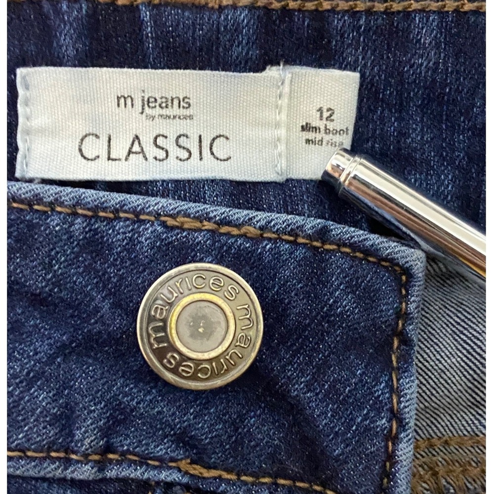 Maurices Classic Slim Boot Mid Rise Dark Wash Denim Blue Western Jeans Size 12 R - Picture 5 of 12